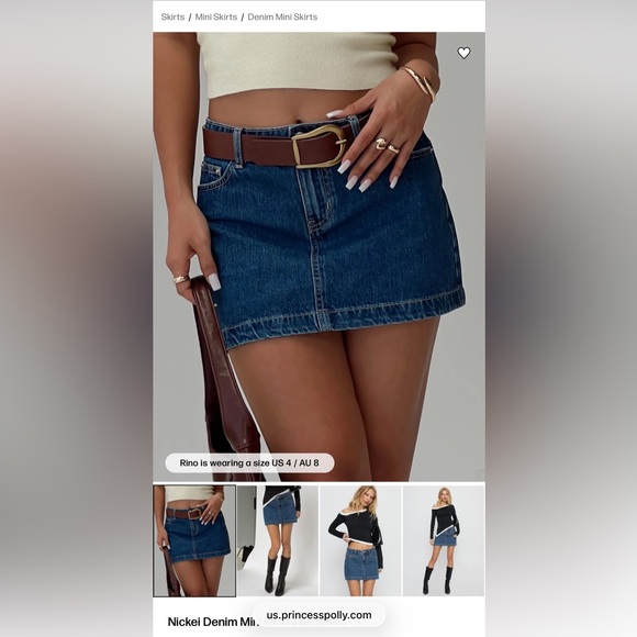 Princess Polly Nickei Denim Mini Skirt - Mid Wash - Size 4 - Picture 4 of 4